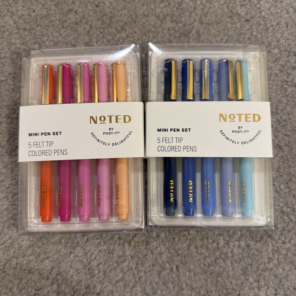 Noted By Post-It 2pk Mini Felt Tip Colored Pens Blue Pink 10 Pens Total NEW